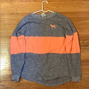 PINK Grey and Orange Long Sleeve Top
